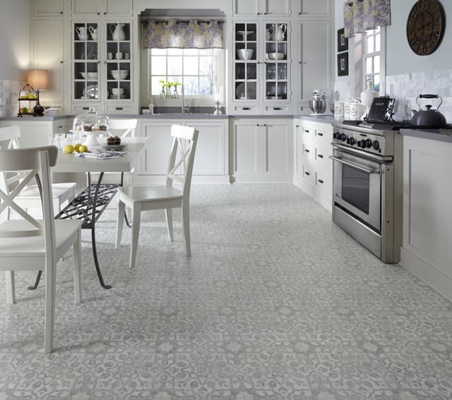 Luxury Vinyl Sheet Platinum Filigree Pewter 130352