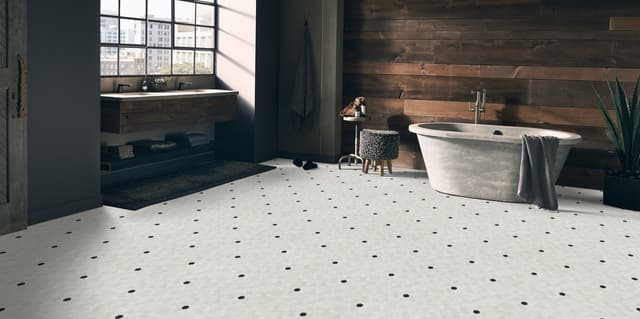 Luxury Vinyl Sheet Platinum Penny Lane White Quartz w/Basalt 130333